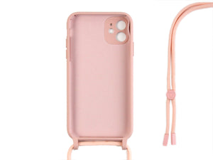 Rixus TPU Necklace Cord Cover For Apple iPhone 12 Mini Rose