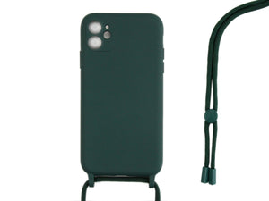 Rixus TPU Necklace Cord Cover For Apple iPhone 12 Mini Vert Foncé