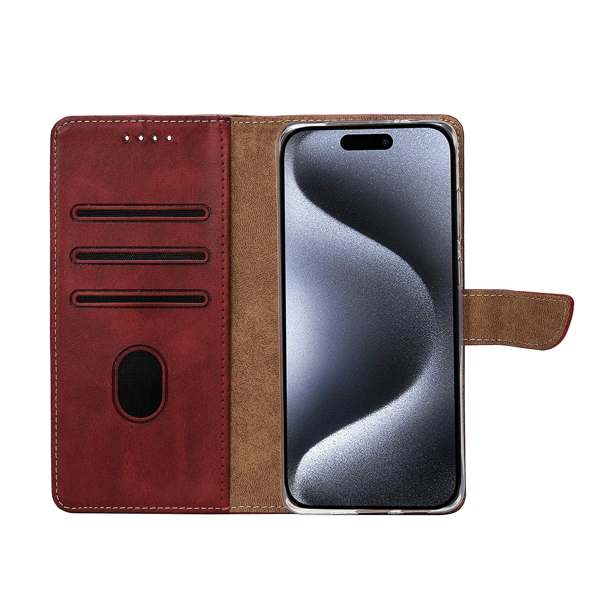 Rixus Bibliothèque For Apple iPhone 15 Pro Rouge foncé
