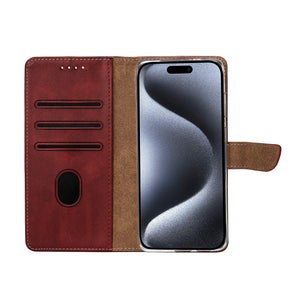 Rixus Bibliothèque For Apple iPhone 15 Pro Rouge foncé