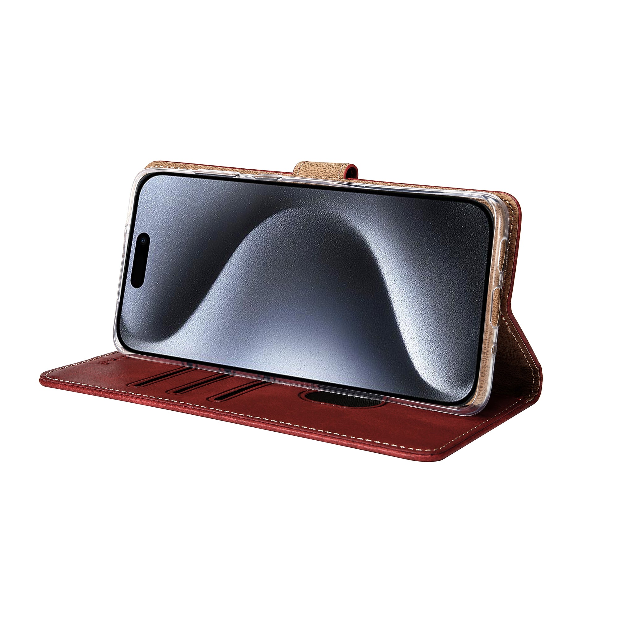 Rixus Bibliothèque For Apple iPhone 15 Pro Rouge foncé