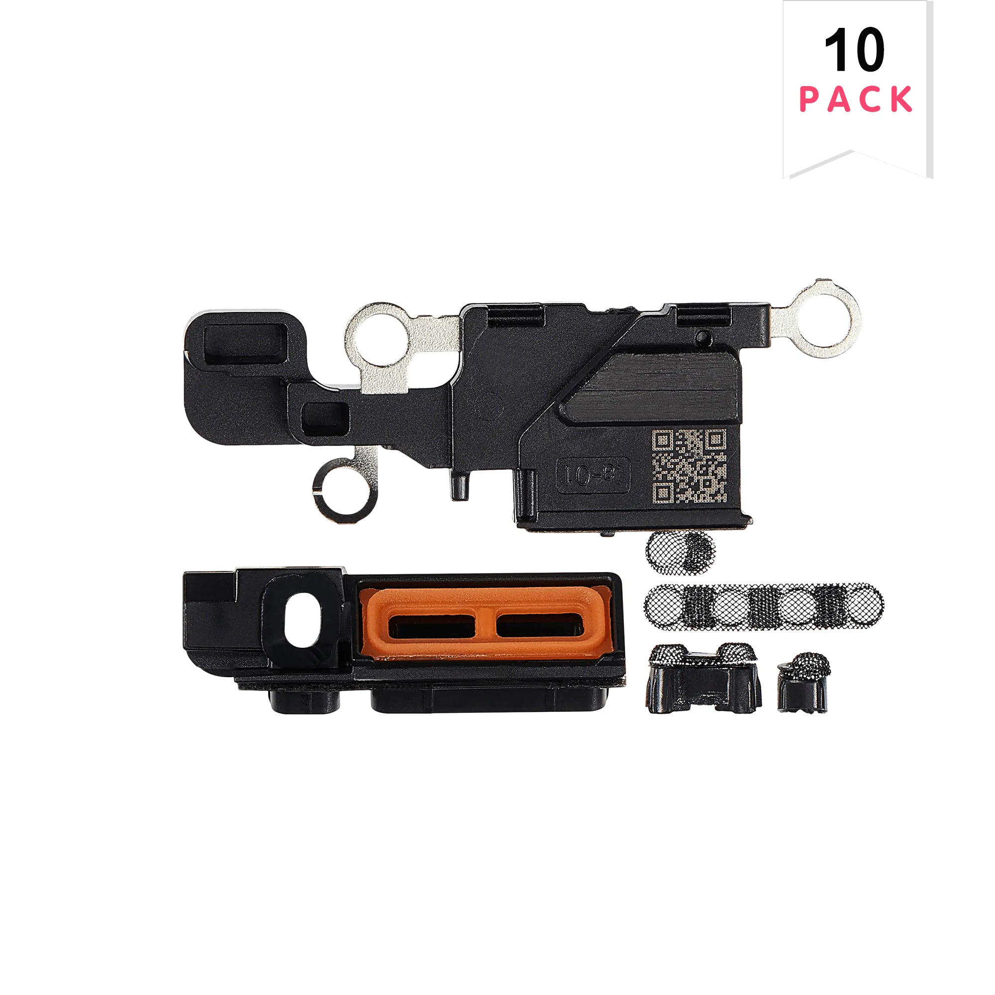For Apple iPhone 16 Haut-parleur et Microphone Ensemble de Filets Noir Compatible (10pcs)