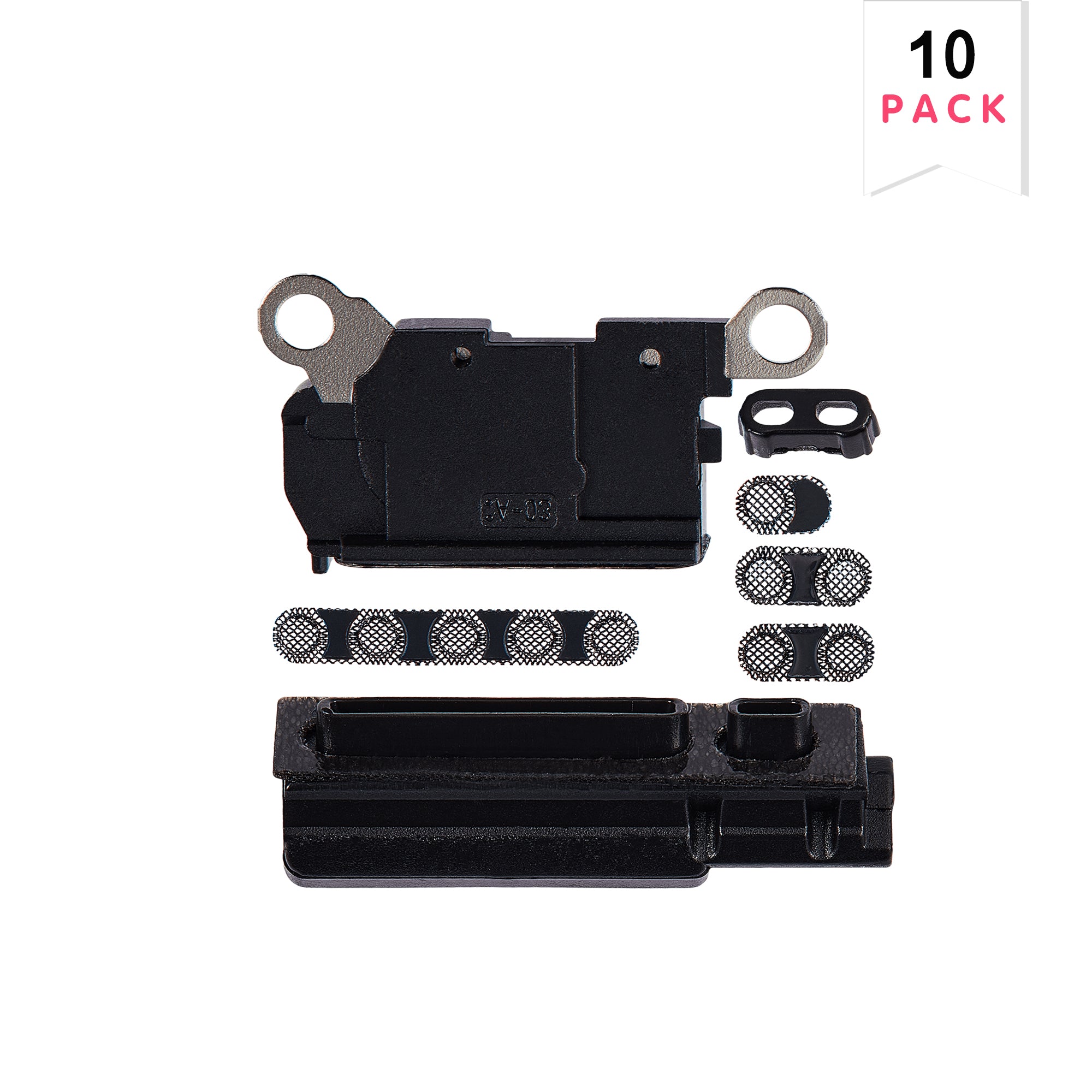 For Apple iPhone 15 Pro Max Haut-parleur et Microphone Mesh Noir Titanium Compatible (10pcs)