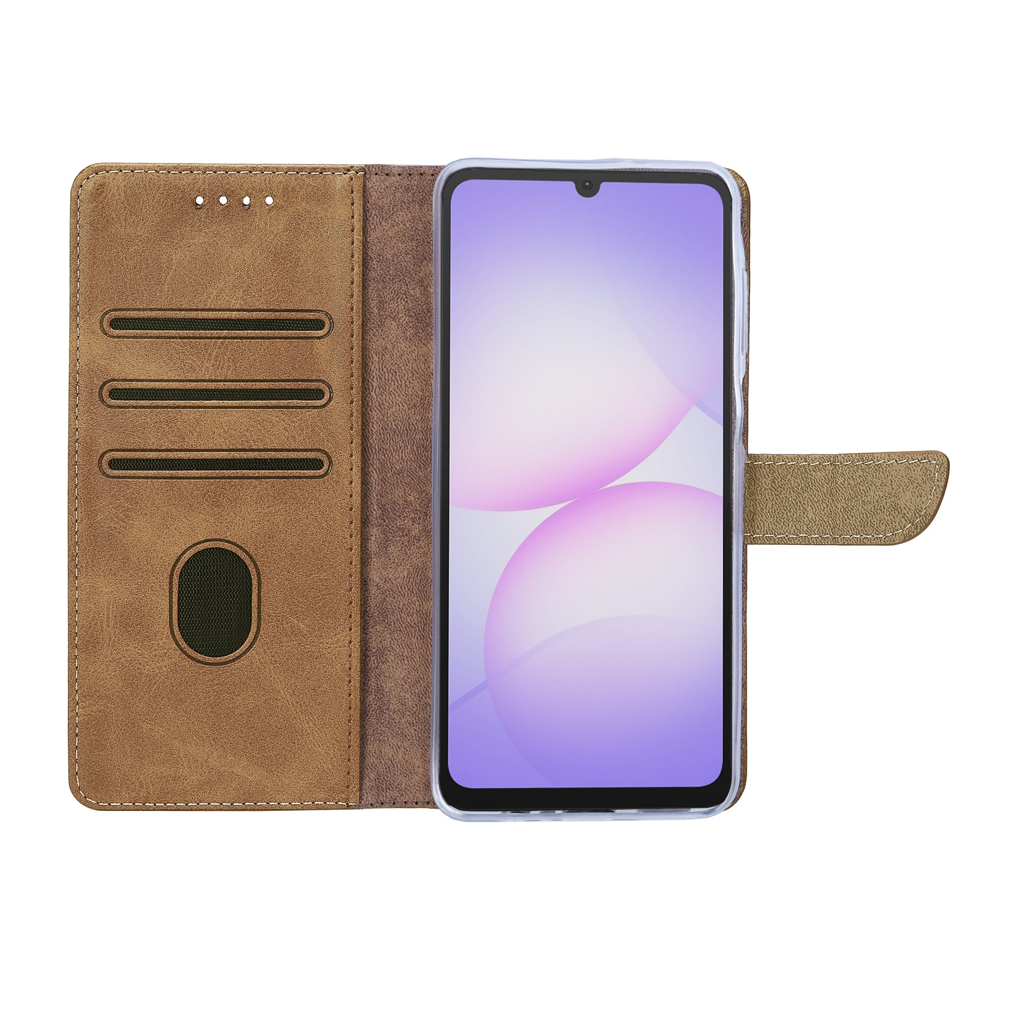 Rixus Bookcase For Samsung Galaxy A07 Light Brown