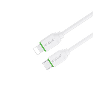 Rixus RXUC13L Fast Charging Cable USB-C To Lightning Connector 30cm White