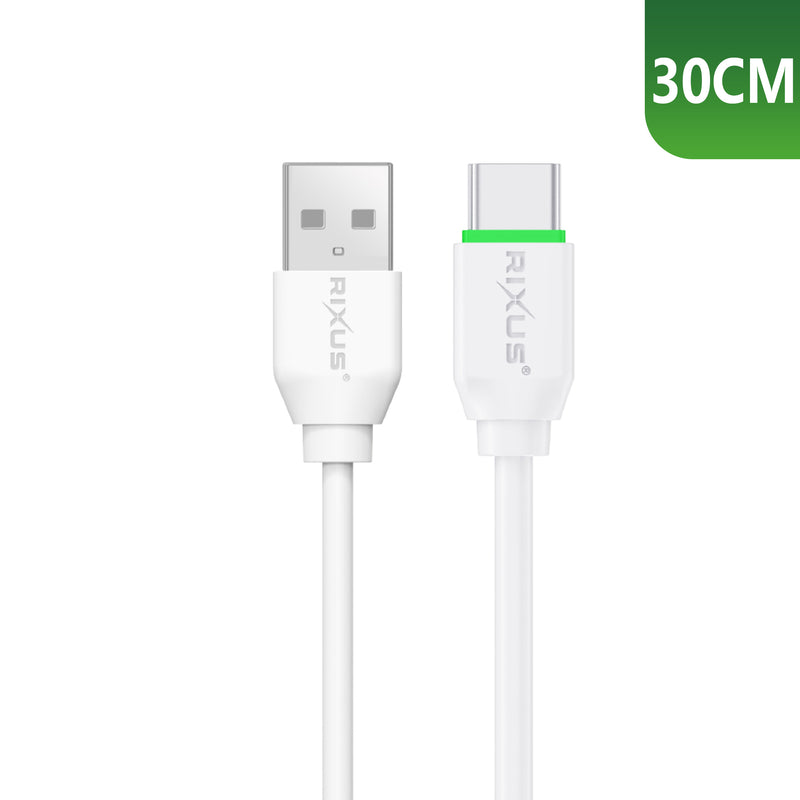 Rixus RXUC13AC Câble de charge USB-A vers USB-C 30cm Blanc