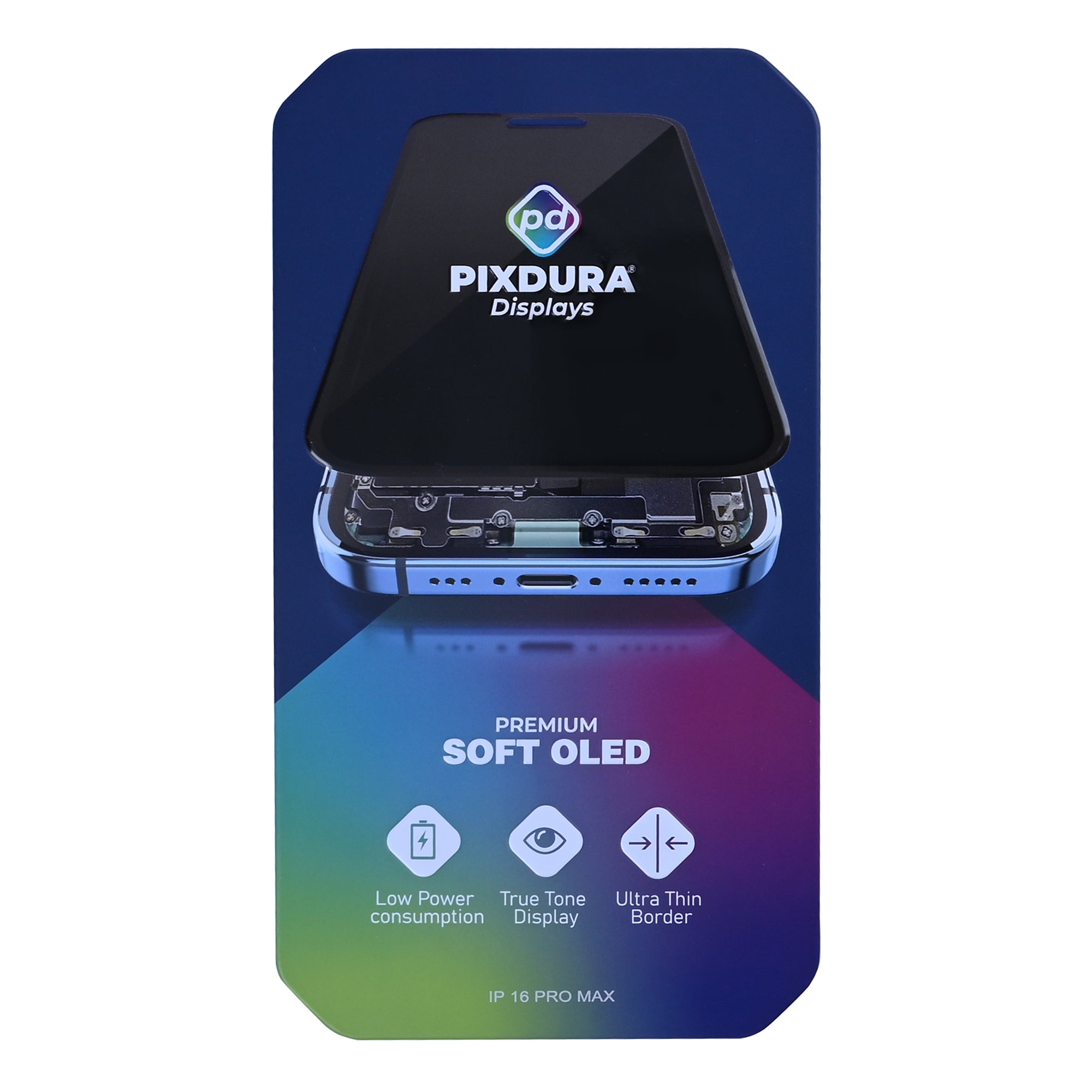 PIXDURA For Apple 16 Pro Max Écran et numériseur Soft-OLED (IC amovible) (120 Hz)