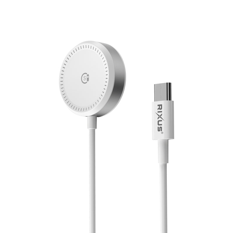 Rixus RXWC05 Chargeur USB-C For Apple Watch et Samsung Galaxy Watch 1.2m Blanc