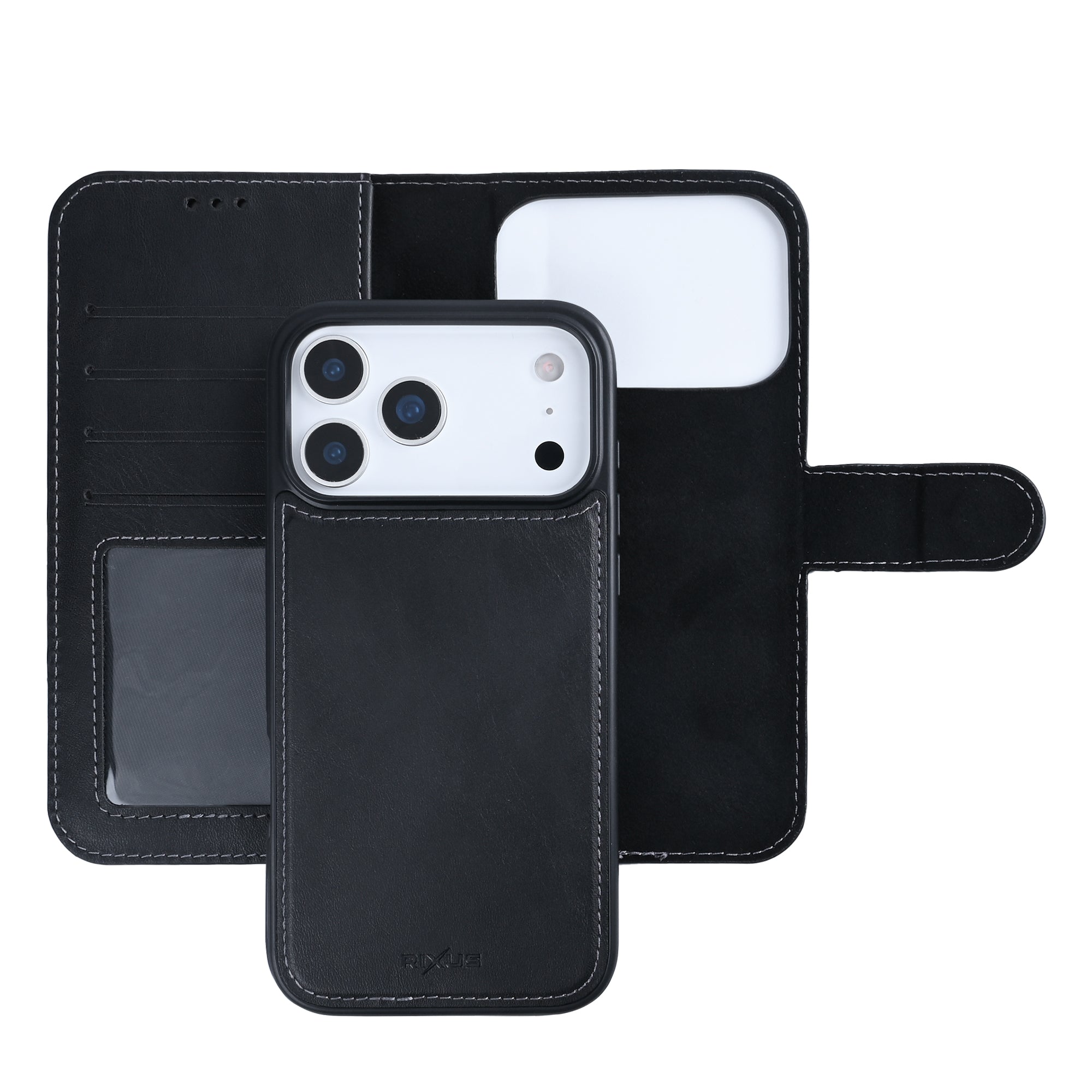 Rixus Duo Portefeuille Détachable Magnétique For Apple iPhone 17 Pro Max Noir
