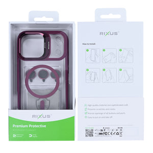 Rixus Classic 03 Case With MagSafe Compatible For Apple iPhone 17 Pro Max Dark Pink