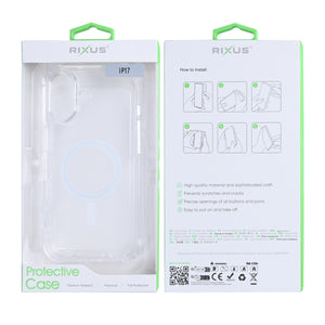 Rixus Anti-Burst Case With MagSafe Compatible For Apple iPhone 17 Transparent