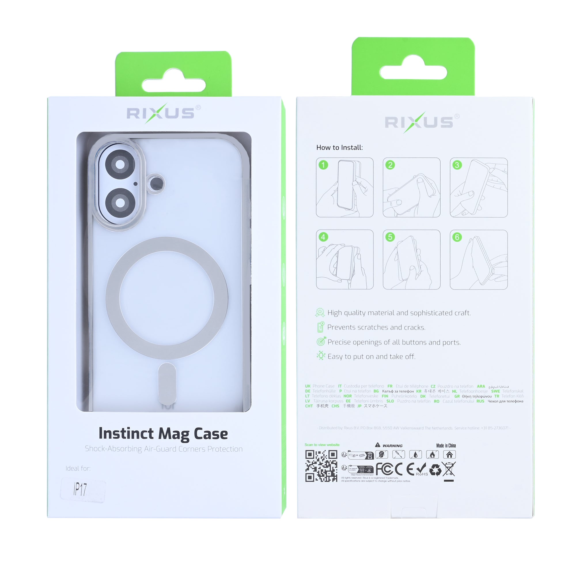 Étui Rixus Instinct Mag For Apple 17 Argent