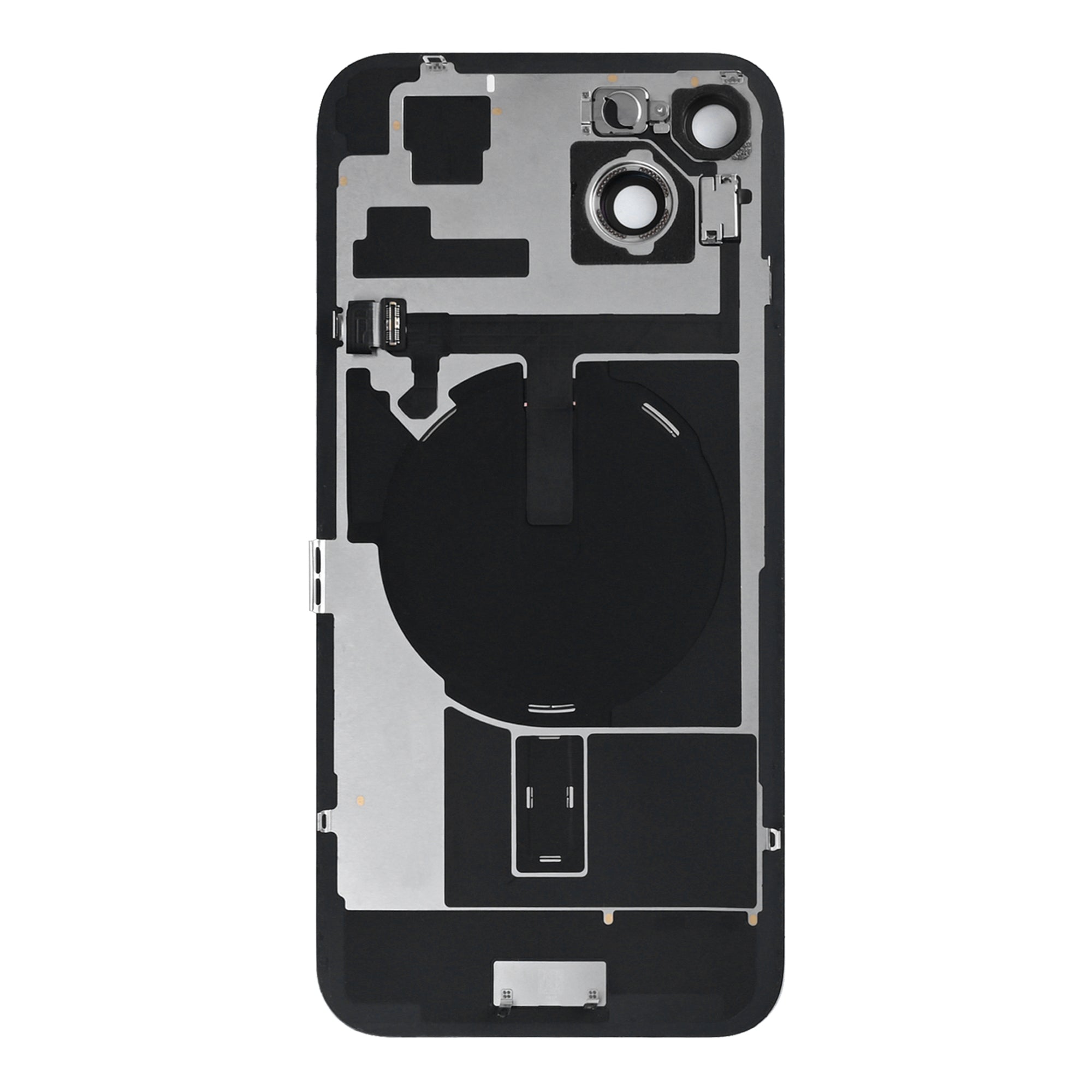 For Apple 15 Plus Verre arrière avec NFC, cadre de caméra agrandi Noir retiré