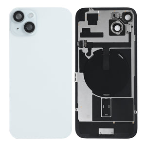 For Apple 15 Plus Verre arrière avec NFC, cadre d'appareil photo agrandi Bleu retiré