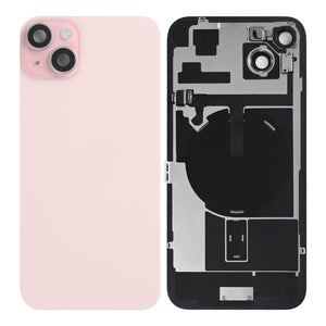 For Apple 15 Plus Verre arrière avec NFC, cadre de caméra agrandi Rose tiré