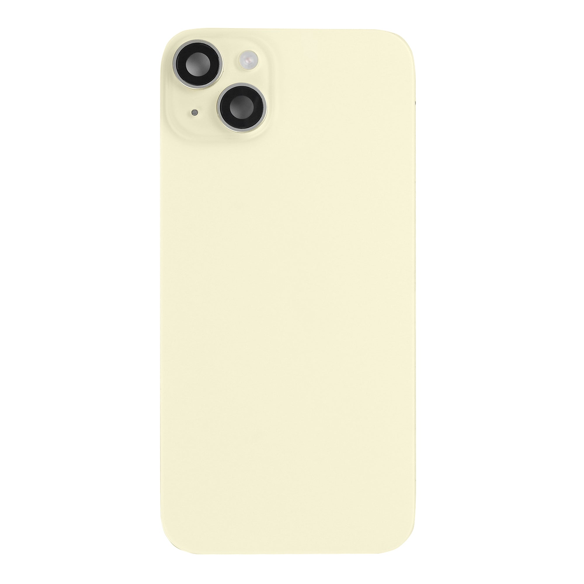 For Apple 15 Plus Verre arrière avec NFC, cadre de caméra agrandi Jaune tiré