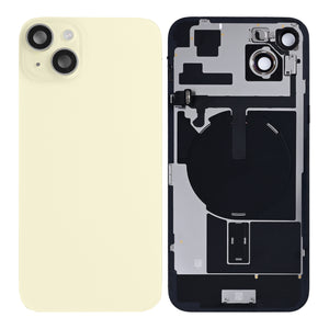For Apple 15 Plus Verre arrière avec NFC, cadre de caméra agrandi Jaune tiré
