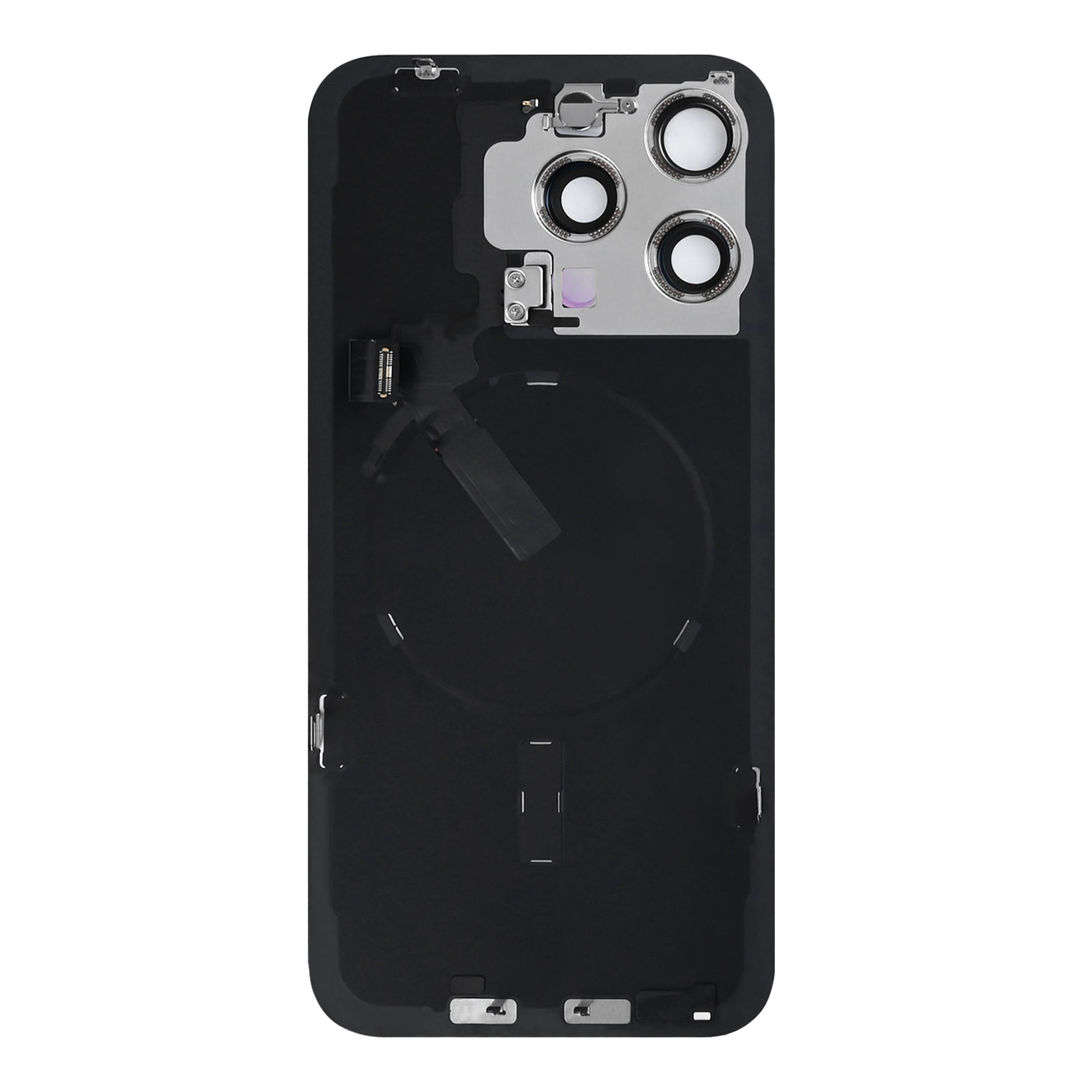 For Apple 15 Pro Verre arrière avec NFC, cadre de caméra agrandi Titane noir tiré