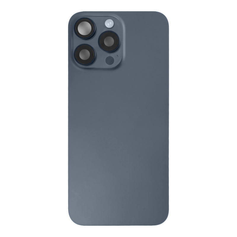 For Apple 15 Pro Max Verre arrière avec NFC, cadre de caméra agrandi Bleu titane tiré