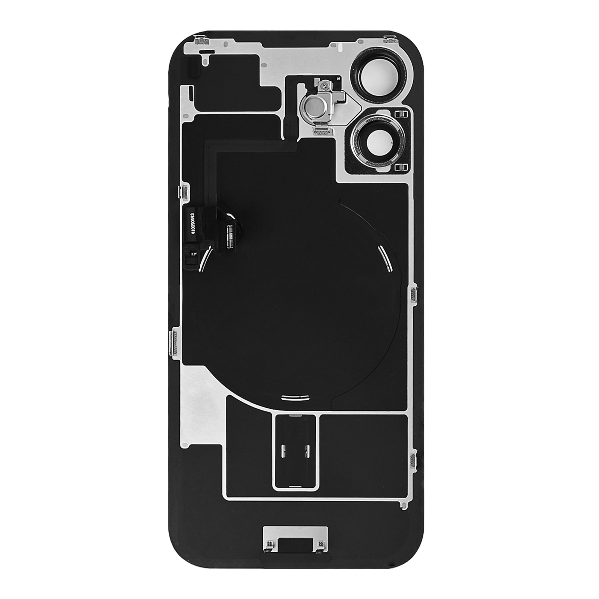 For Apple 16 Verre arrière avec NFC, cadre de caméra agrandi Noir retiré