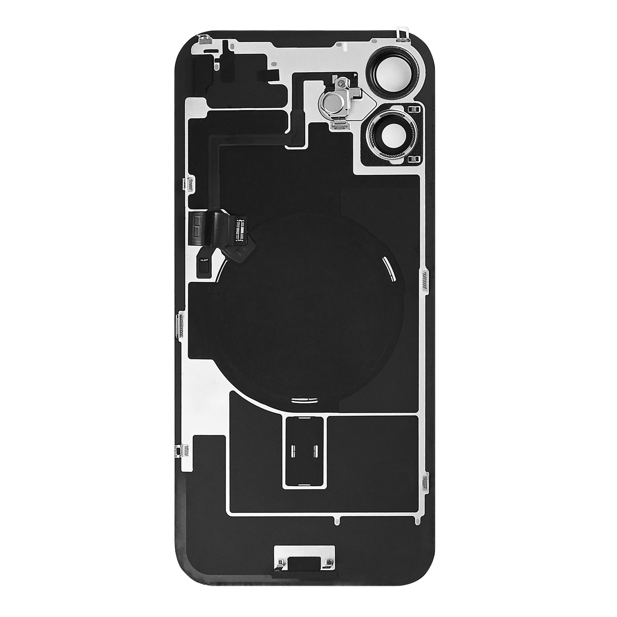 For Apple 16 Plus Verre arrière avec NFC, cadre d'appareil photo agrandi Blanc retiré