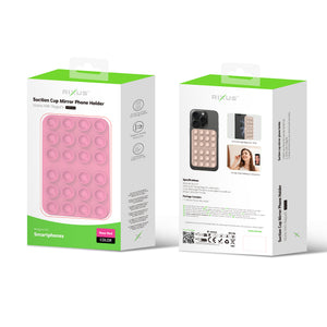 Rixus RXPH40L Support de téléphone avec miroir à ventouse Rouge rosé