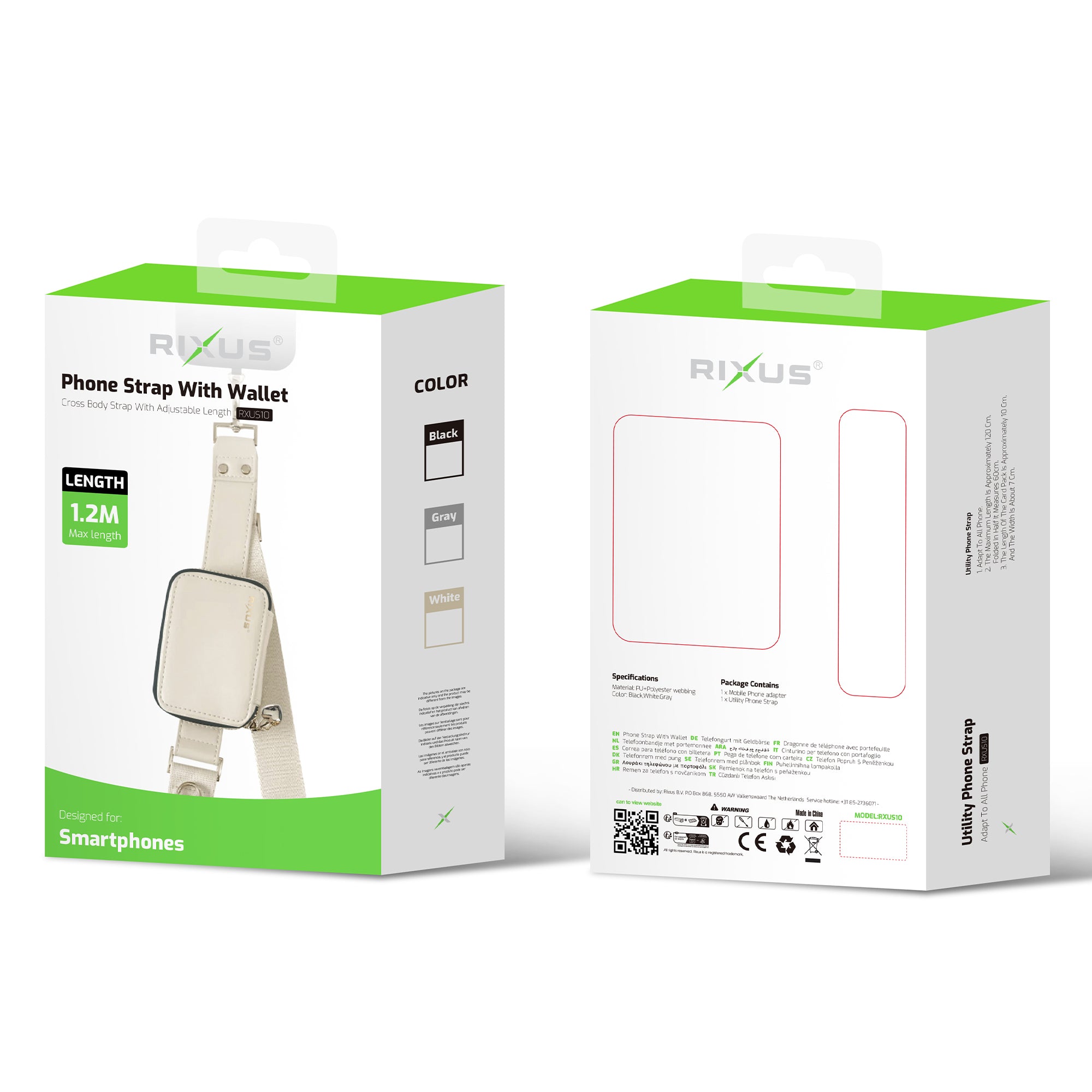 Rixus RXUS10G Dragonne utilitaire pour téléphone portable Gris