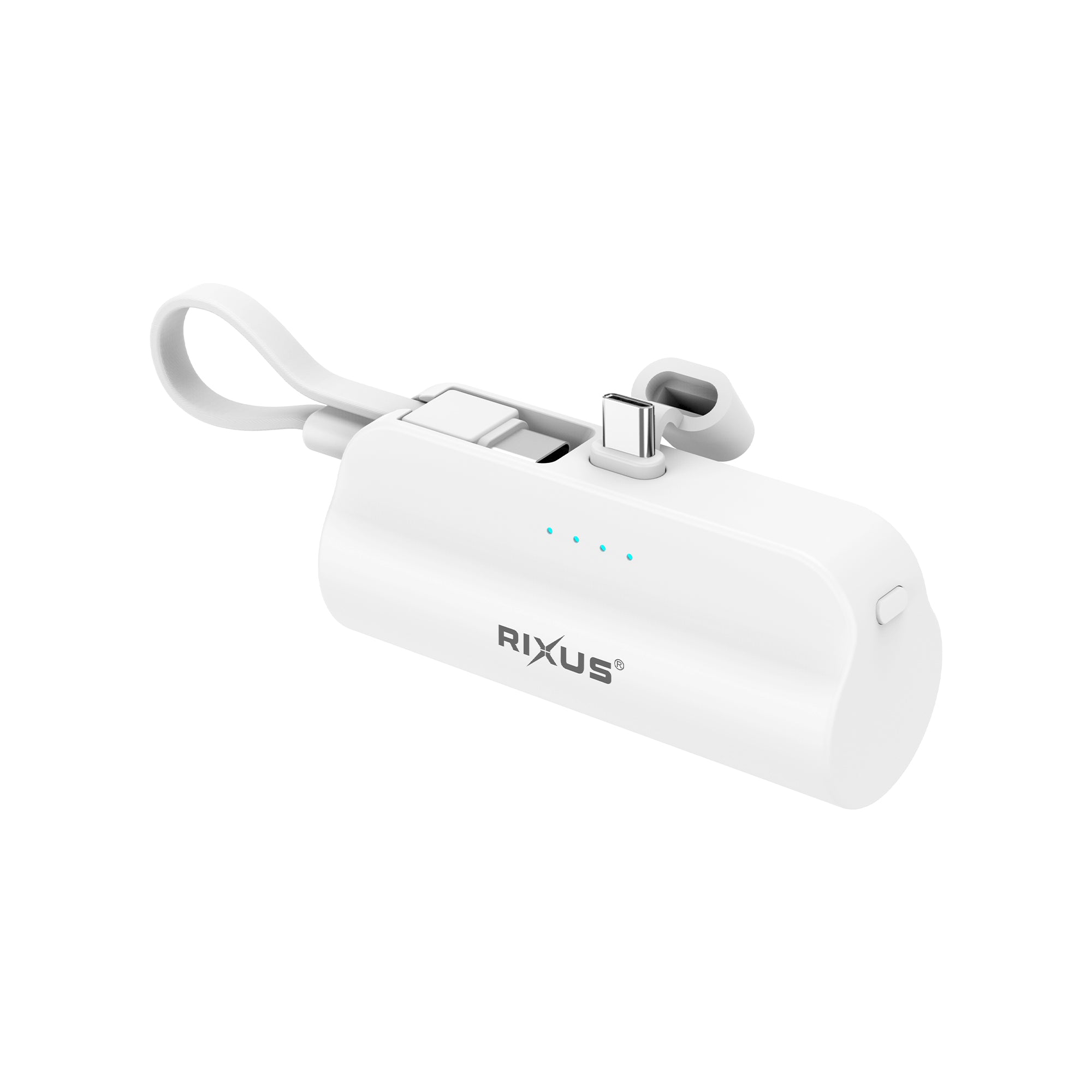 Mini batterie externe Rixus RXPB98W Click-On USB-C 5000 mAh blanche