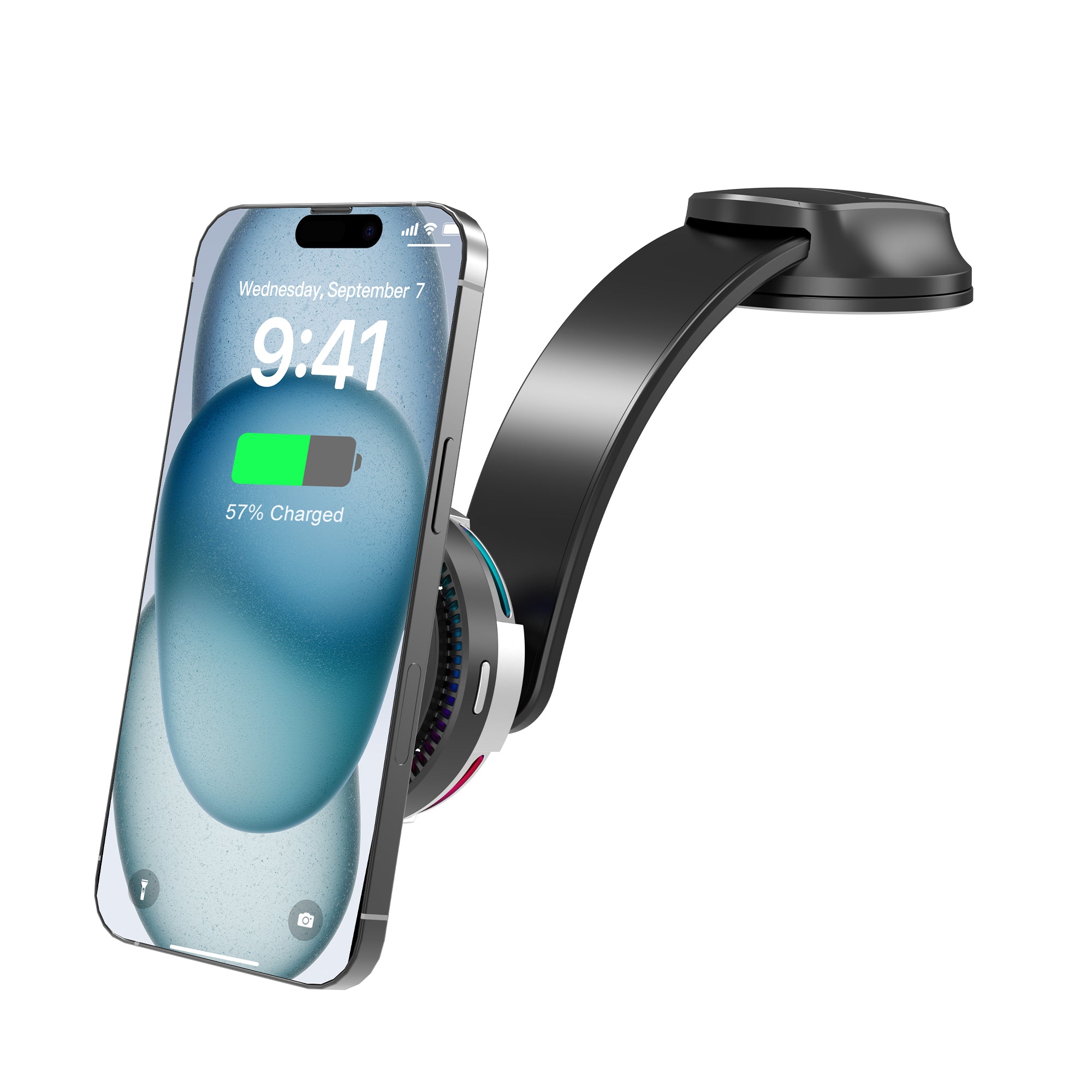 Rixus RXWC72 Car Mount With Cooling & Wireless Charging 15W Black (Support de voiture avec refroidissement et chargement sans fil)