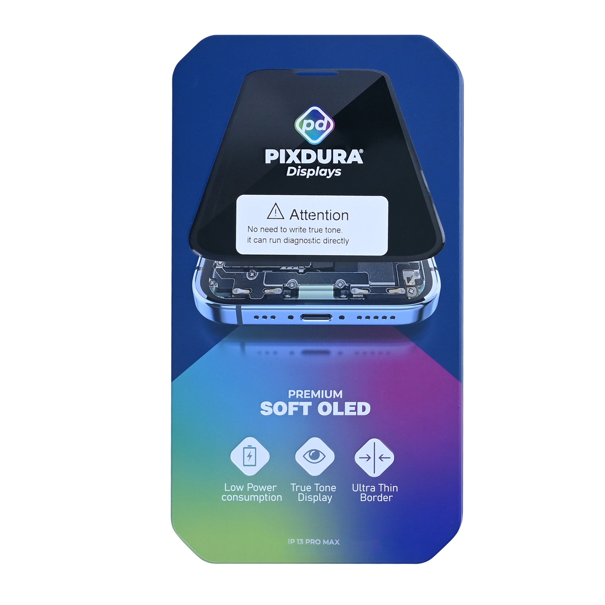 PIXDURA For Apple 13 Pro Max Écran et numériseur Soft-OLED Exécuter les diagnostics) (120 Hz)