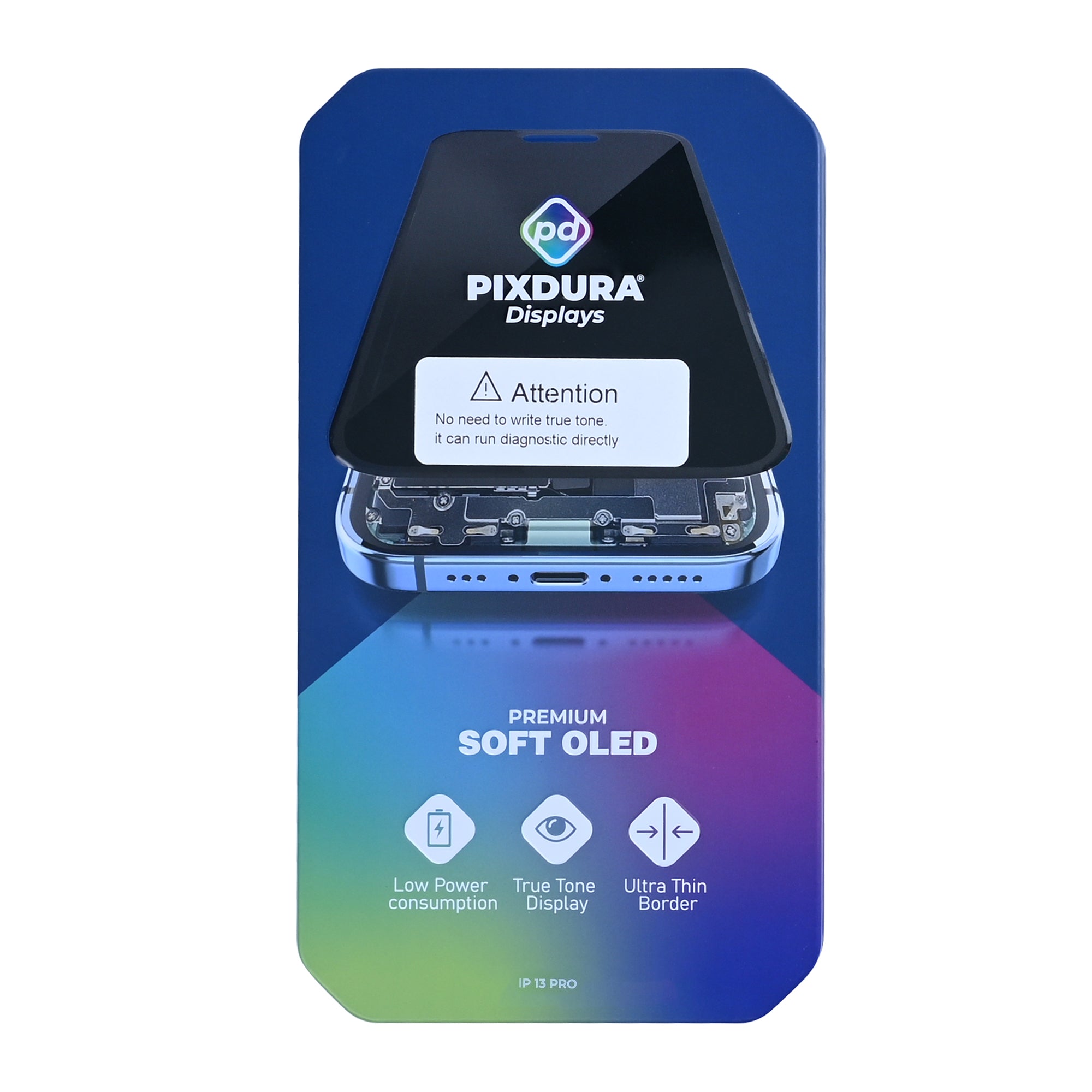 PIXDURA For Apple 13 Pro Écran et numériseur Soft-OLED exécuter les diagnostics) (120 Hz)