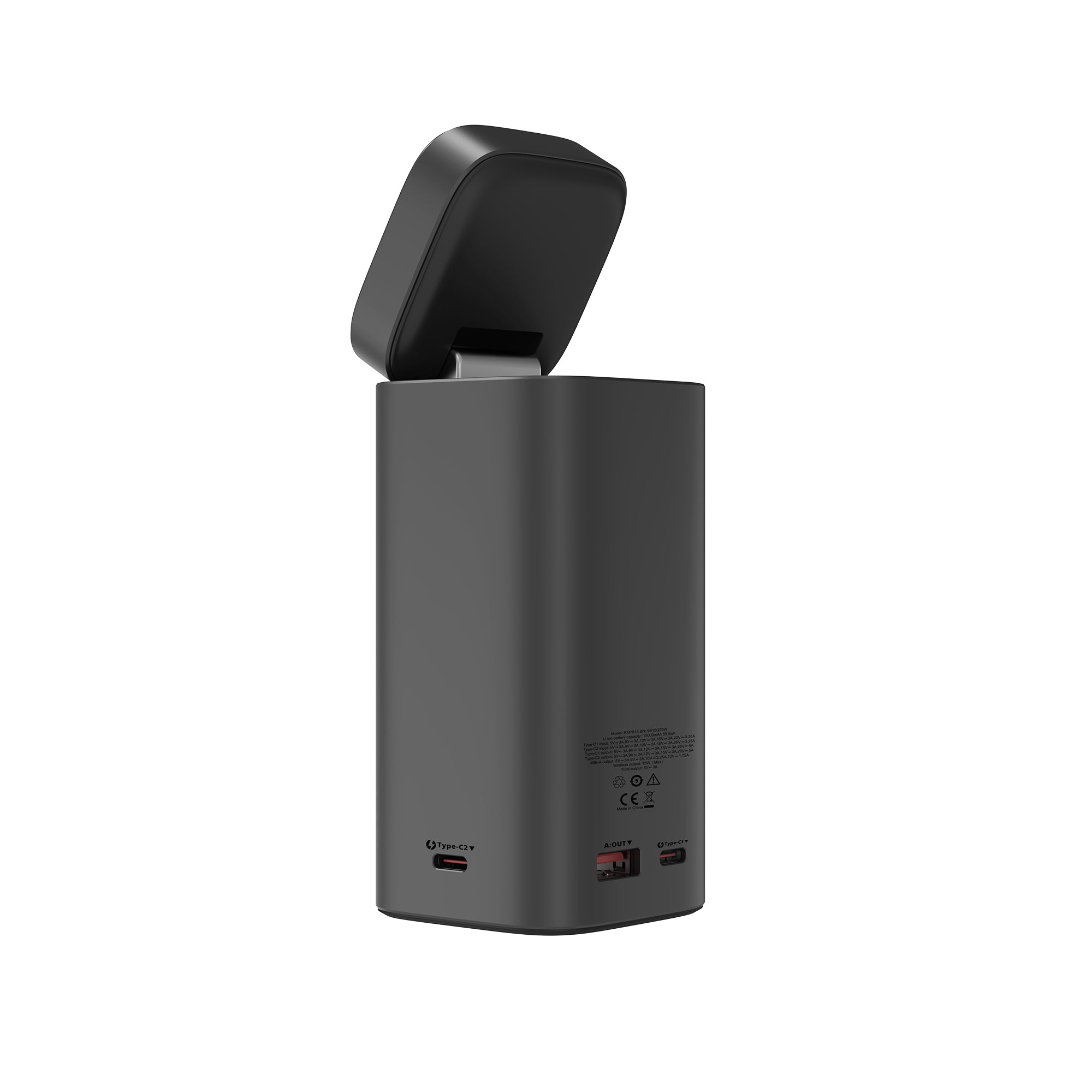 Batterie externe magnétique Rixus RXPB15 avec écran TFT 15000 mAh 100 W Gris foncé