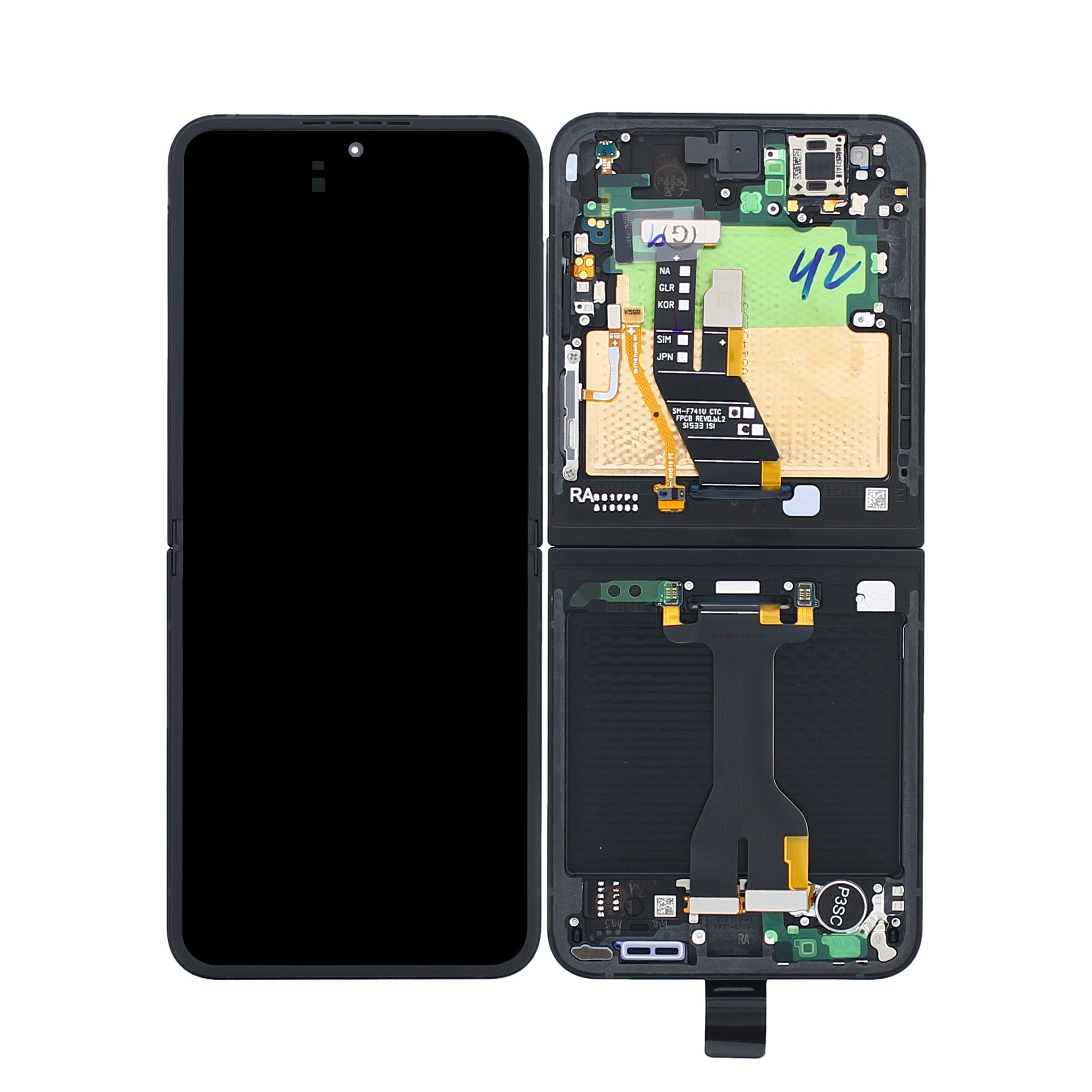 Samsung Galaxy Z Flip7 FE F761B Écran principal et numériseur avec cadre noir Service Pack
