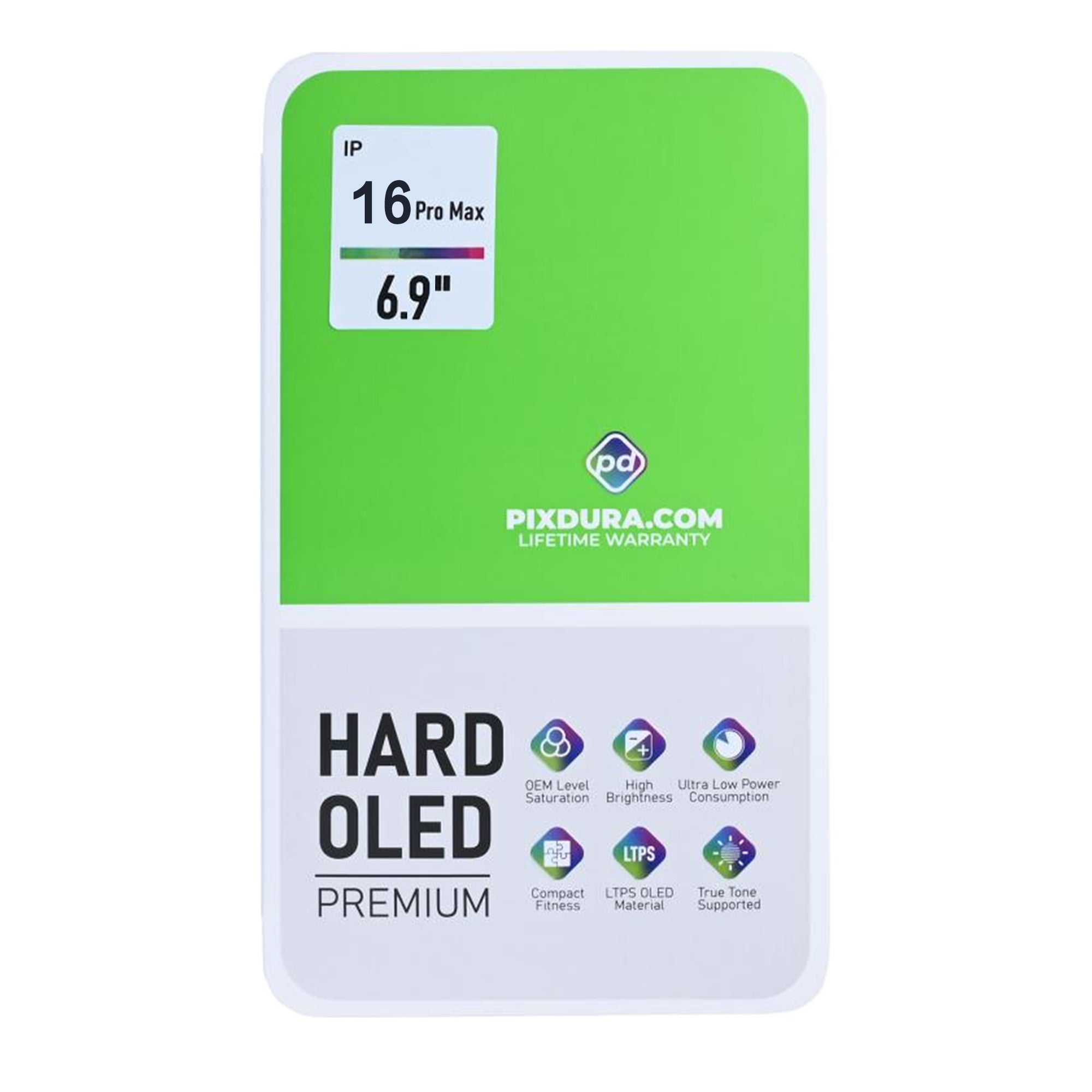 PIXDURA For Apple 16 Pro Max Écran et numériseur Hard-OLED (IC amovible) (90 Hz)