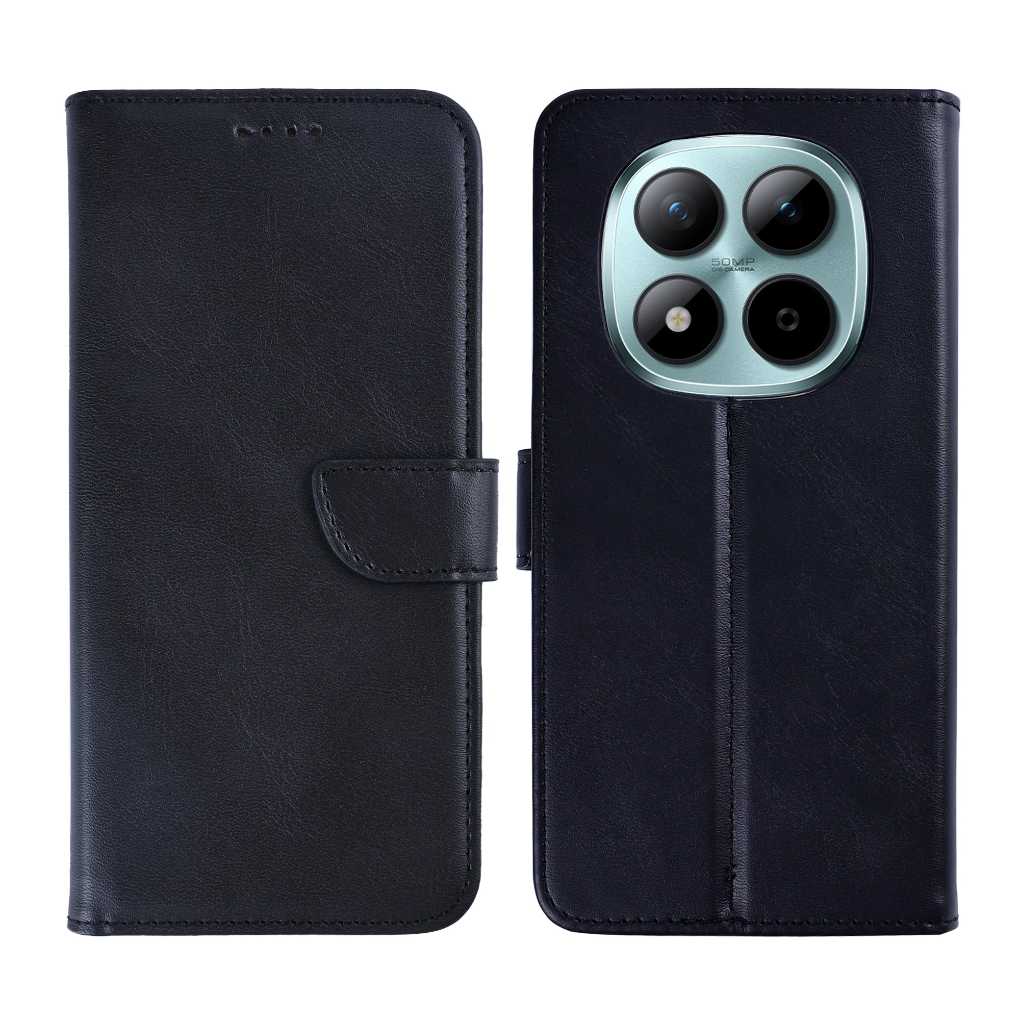 Rixus Bookcase For Xiaomi Redmi Note 15 Pro Plus Black