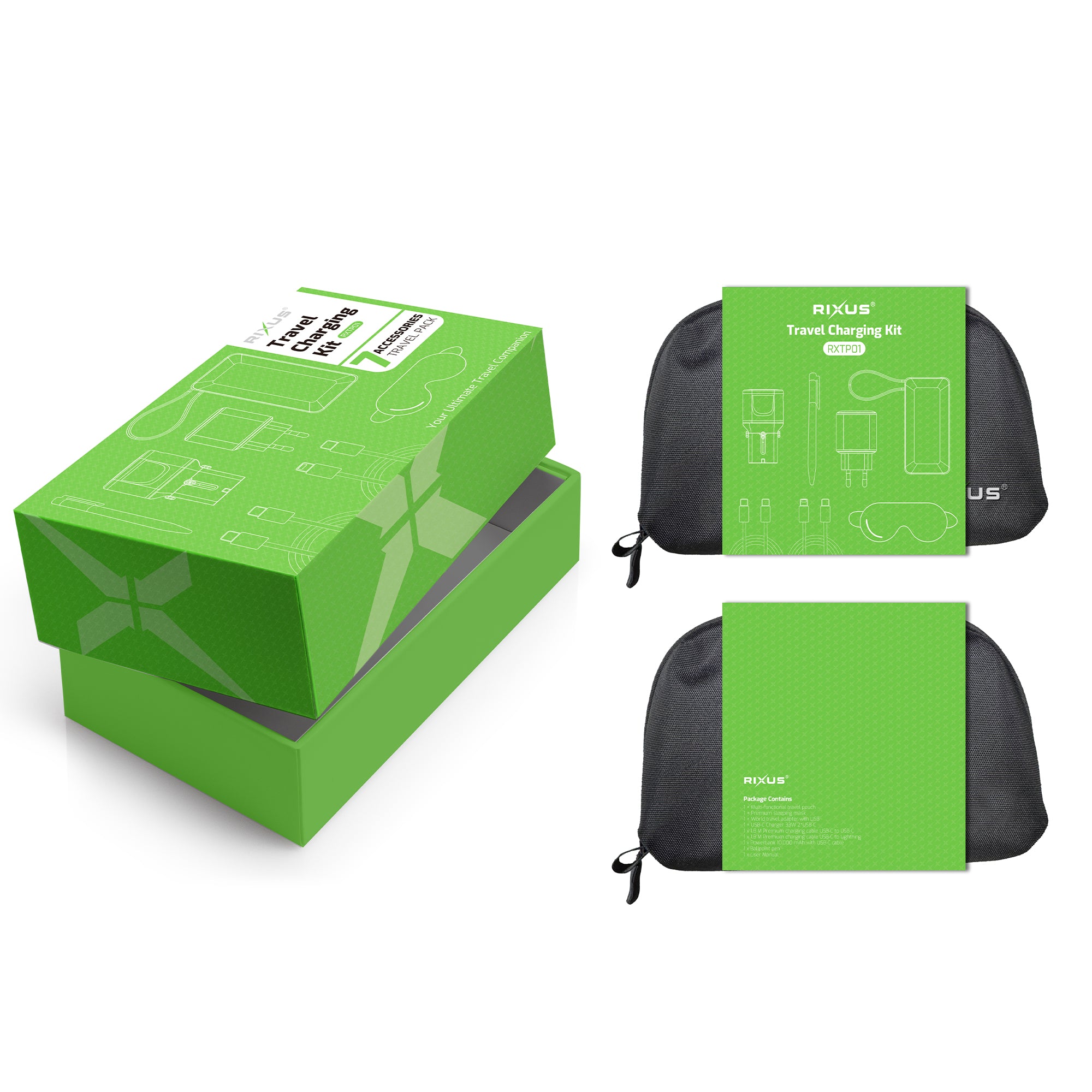 Rixus RXTP01 Kit de voyage rechargeable noir