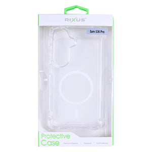 Rixus Anti-Burst Case With MagSafe Compatible For Samsung Galaxy S26 Transparent
