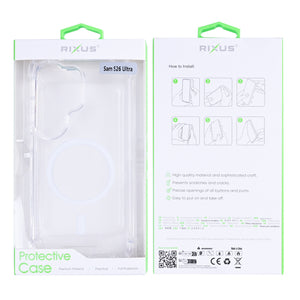 Rixus Anti-Burst Case With MagSafe Compatible For Samsung Galaxy S26 Ultra Transparent