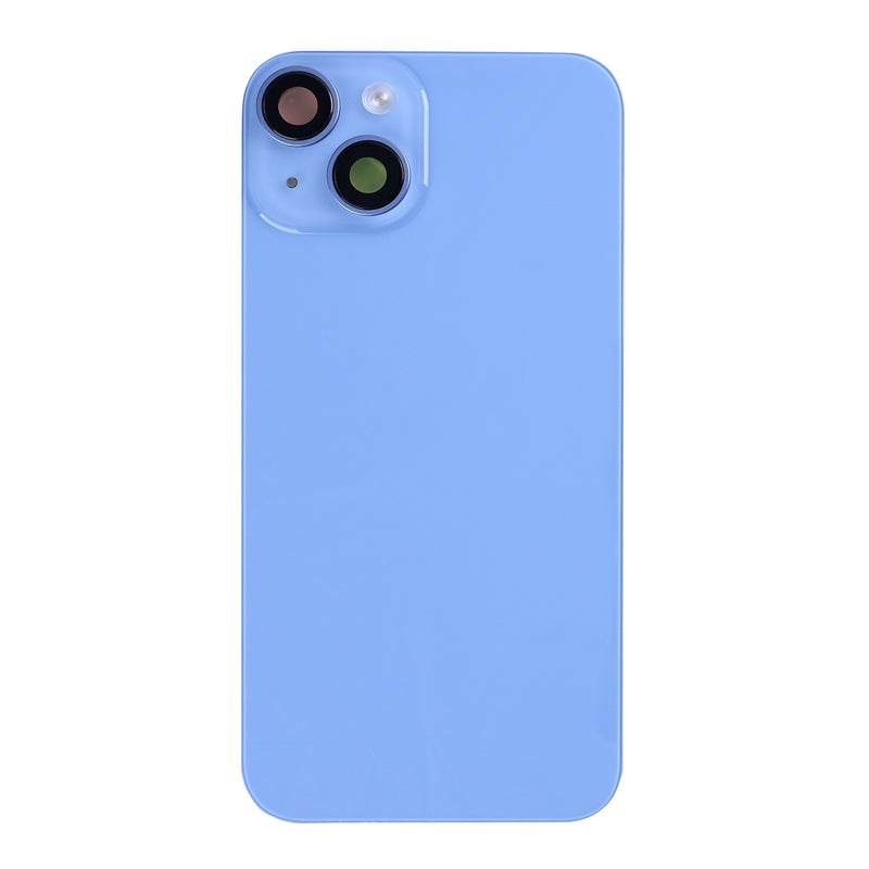 For Apple 14 Verre arrière avec NFC, agrandir le cadre de l'appareil photo Bleu Compatible