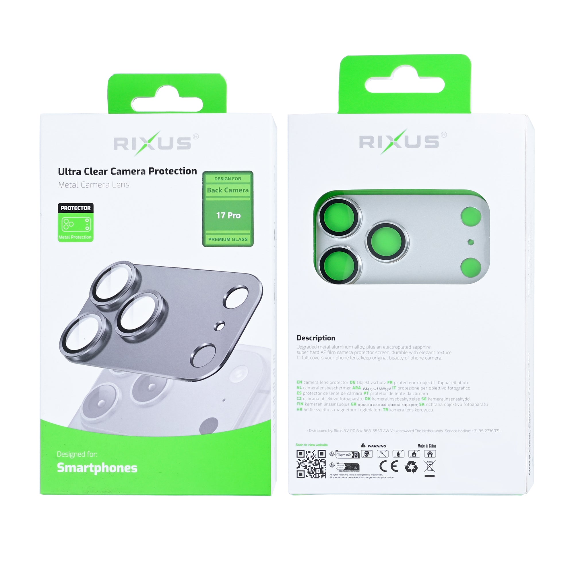 Protection ultra transparente For Apple appareil photo Rixus For Apple 17 Pro Argent