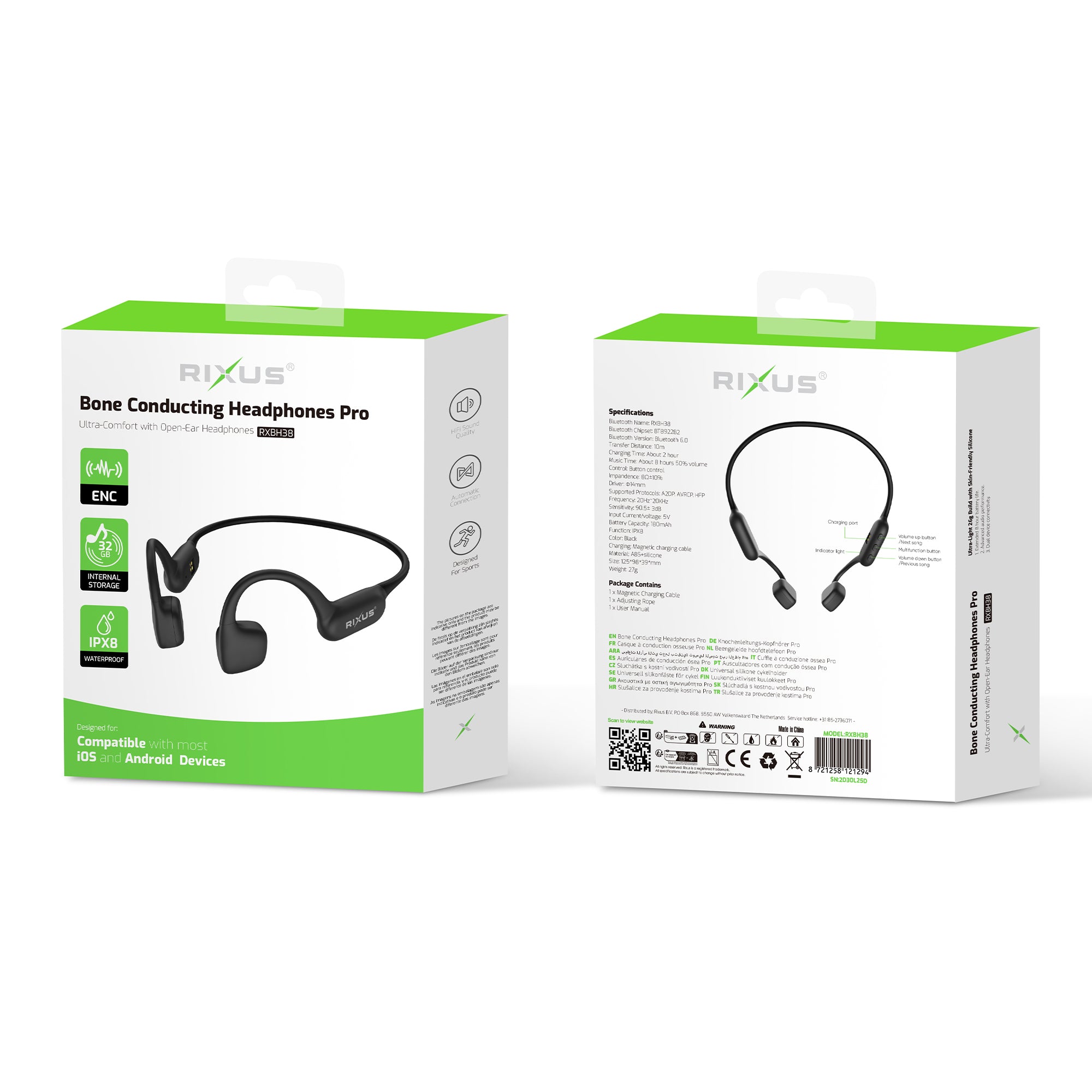 Rixus RXBH38 Bone Conducting Headphones Pro