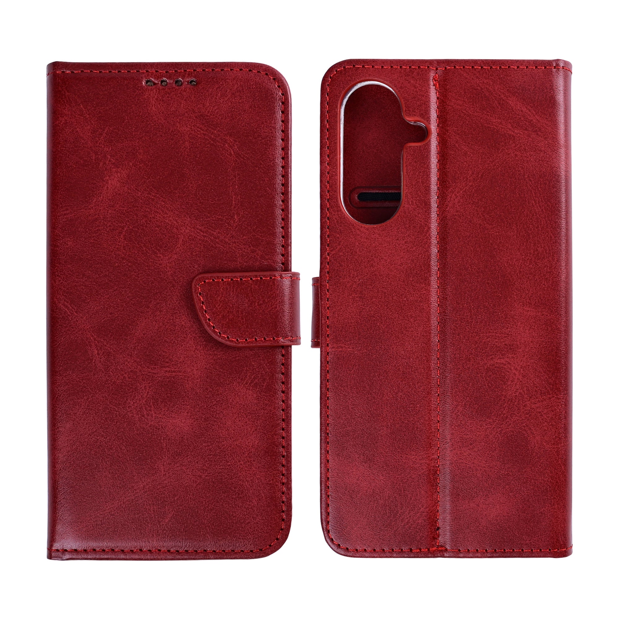 Rixus Bookcase For Samsung Galaxy S26 Plus Dark Red