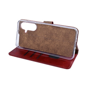 Rixus Bookcase For Samsung Galaxy S26 Plus Dark Red
