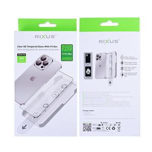 Rixus Clear HD Tempered Glass With Fit Box For Apple iPhone 14 Pro Max