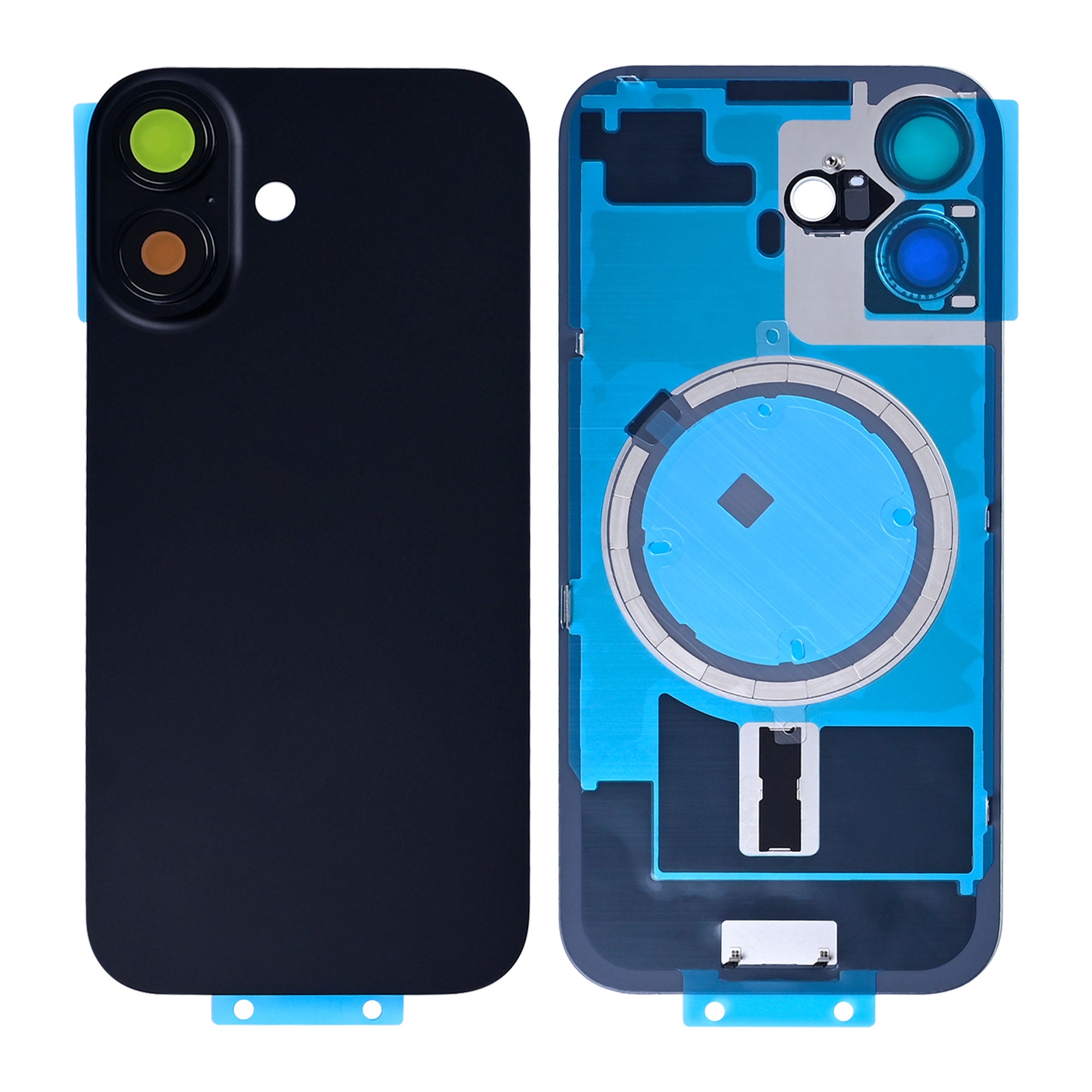 For Apple 17 Verre arrière sans NFC, cadre d'appareil photo agrandi Noir Compatible
