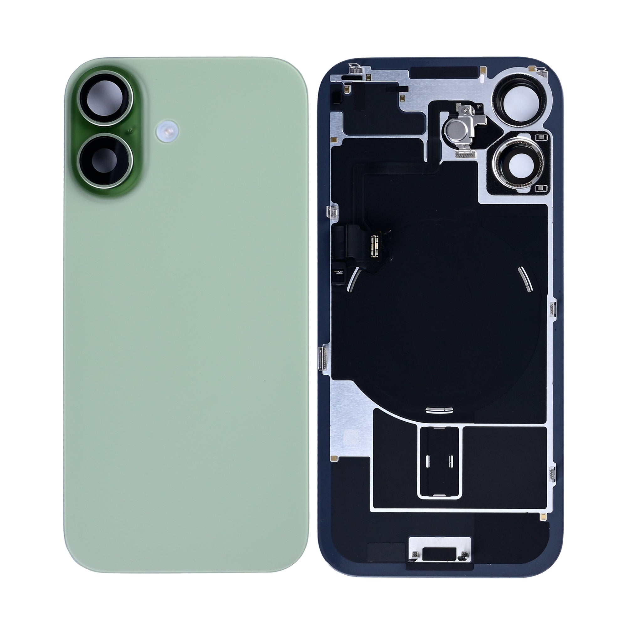 For Apple iPhone 17 Back Glass With NFC, Enlarged Camera Frame Sage Pulled