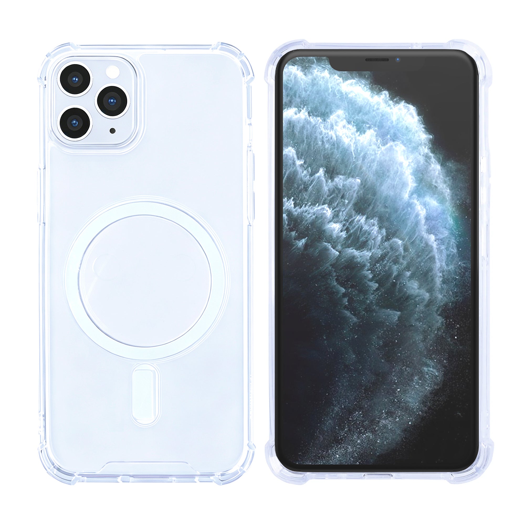 Rixus Anti-Burst Case With MagSafe Compatible For Apple iPhone 11 Pro Transparent