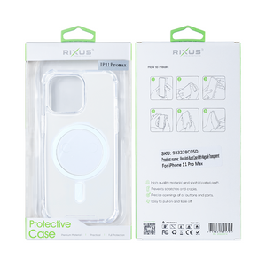 Rixus Anti-Burst Case With MagSafe Compatible For Apple iPhone 11 Pro Max Transparent