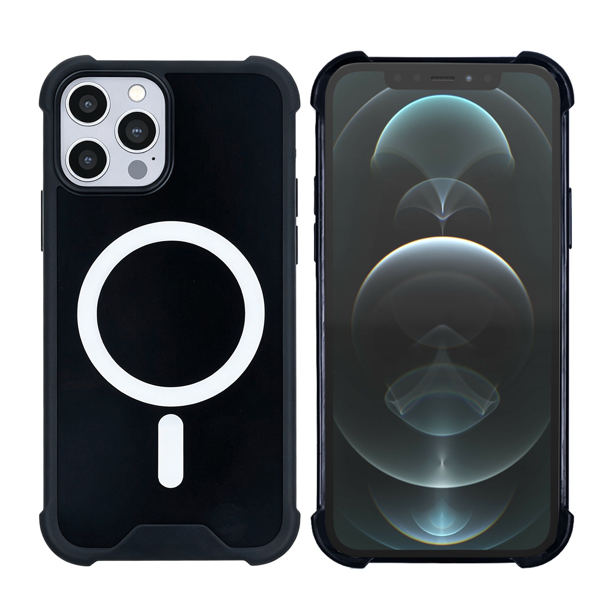 Rixus Anti-Burst Case With MagSafe Compatible For Apple iPhone 12 Pro Max Black