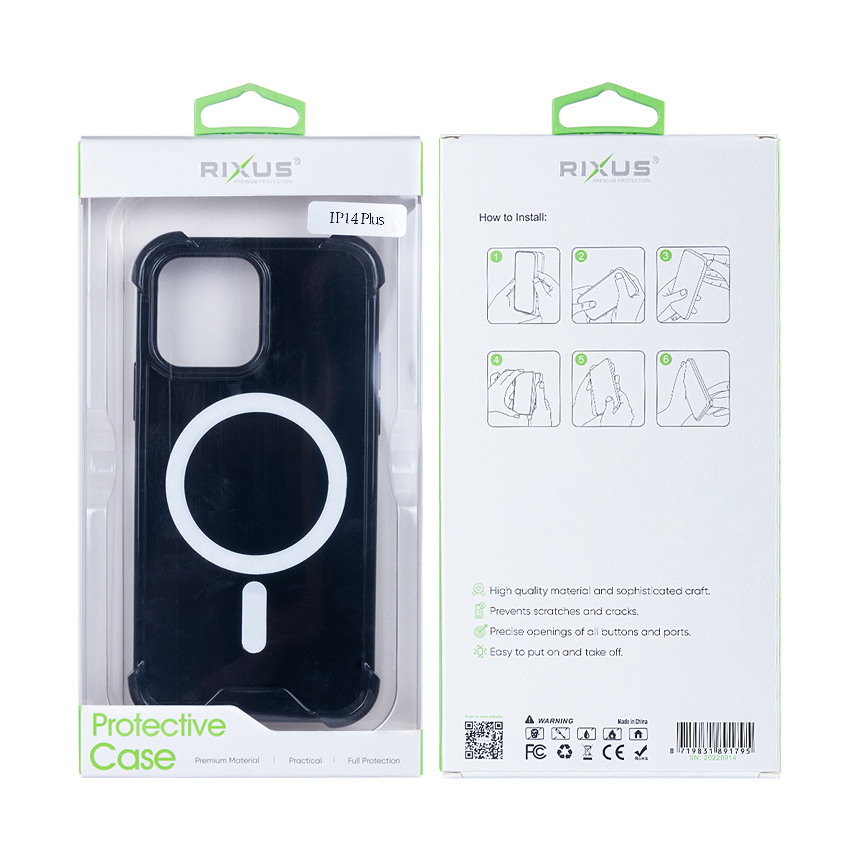 Rixus Anti-Burst Case With Magsafe For Apple iPhone 14 Plus Noir